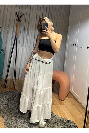 دامن سفید زنانه کتان MEGOMEL - کد 880636712