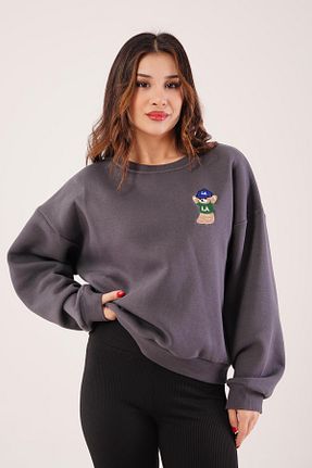 سوئیشرت طوسی زنانه ساده Hipo Trend - کد 880649405