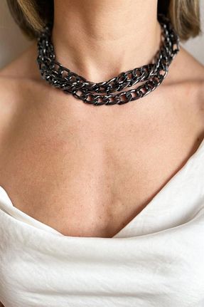 گردنبند جواهر مشکی زنانه چرم Sose Moda - کد 696919967