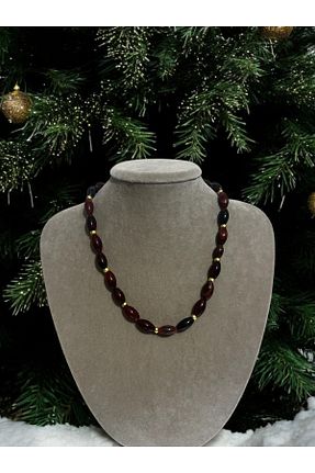 گردنبند استیل ( فولاد ) قهوه ای زنانه سنگ AURA GARDEN - کد 880666096