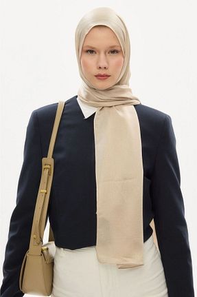 شال بژ زنانه ابریشم hijabchi - کد 880689346
