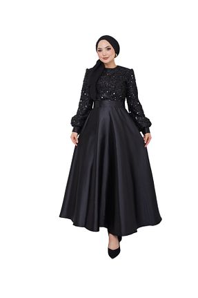 لباس مجلسی حجاب مشکی زنانه یقه دوچرخه Ayşe Melek - کد 820976154