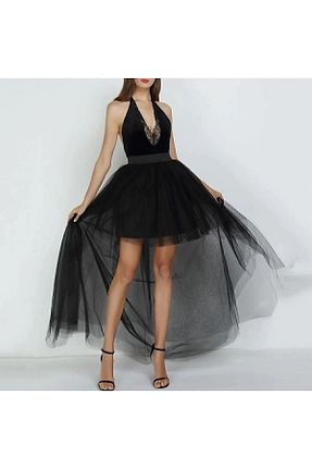 دامن مشکی زنانه بافتنی NSMLİFE - کد 880728177