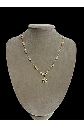 گردنبند استیل ( فولاد ) طوسی زنانه سنگ کریستال AURA GARDEN - کد 880743153