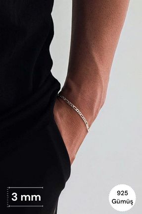 دستبند نقره طوسی مردانه 925 عیار MODA925 - کد 880830107