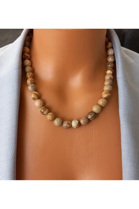 گردنبند جواهر بژ زنانه سنگ LemaStone - کد 880138248