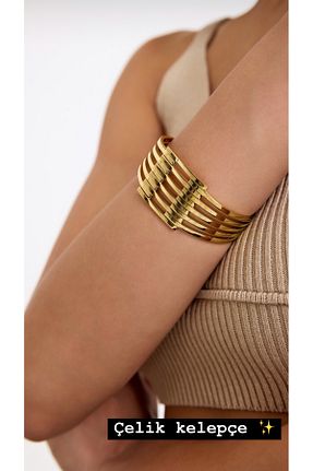 دستبند استیل (فولاد) طلائی زنانه استیل (فولاد) Çelik - کد 880867515
