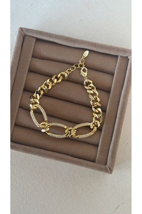 دستبند جواهر طلائی زنانه برنجی Eylül Takı - کد 880952253