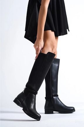 چکمه مشکی زنانه چرم مصنوعی Moda Değirmeni - کد 800790460