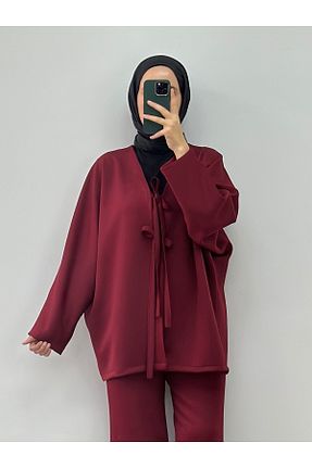 تونیک زرشکی پلی استر CHUL - کد 881044652