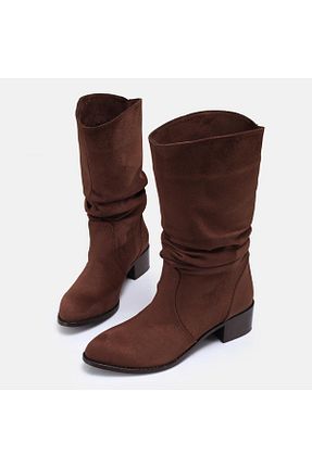 بوت / نیم بوت قهوه ای زنانه چرم خالص 37Numara - کد 881075073