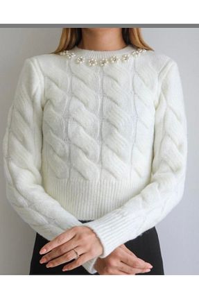 پلیور سفید زنانه ساده LA BUTIK - کد 881137332
