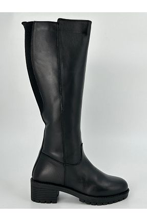 چکمه مشکی زنانه چرم خالص Burç - کد 881132574