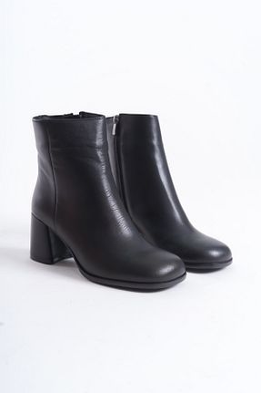 بوت / نیم بوت مشکی زنانه چرم خالص manzo - کد 881225257