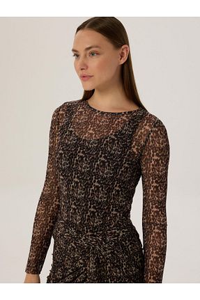 بلوز قهوه ای زنانه پلنگی Rivus - کد 841025696