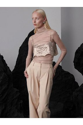 بلوز طوسی زنانه بند دار Rivus - کد 881214845