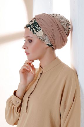 شال بژ زنانه کرپ Differenza - کد 881224164