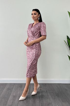 لباس مجلسی و فارغ التحصیلی صورتی زنانه مخمل giyimmasalı - کد 66349359