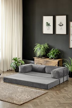 کاناپه طوسی مخمل Modalife - کد 879883567