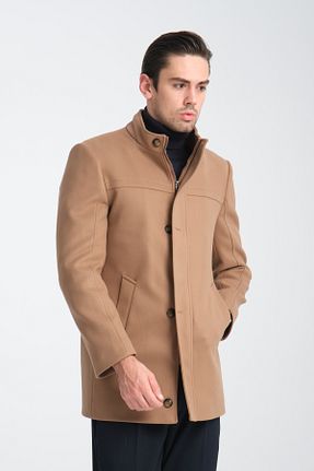 پالتو پشمی بژ مردانه رگولار Frappoli - کد 881278793
