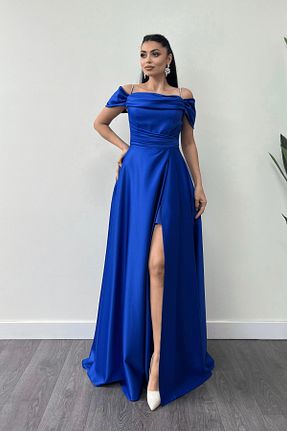 لباس مجلسی و فارغ التحصیلی سرمه ای زنانه ساتن giyimmasalı - کد 881280785