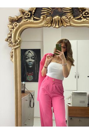 ست بالاتنه و پائین تنه صورتی زنانه بافتنی MODAKIMI - کد 881290604