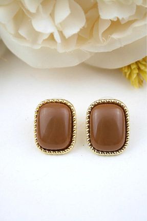گوشواره جواهر قهوه ای فلزی PARLA JEWELLRY - کد 881308378