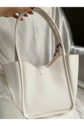 کیف دوشی سفید زنانه چرم مصنوعی Butik - کد 881348486