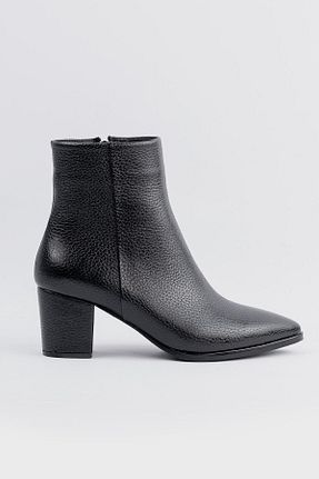 بوت / نیم بوت مشکی زنانه چرم خالص TUNAELLİ - کد 362507005