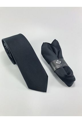 کراوات مشکی مردانه میکروفیبر PİERRONİ - کد 58638970