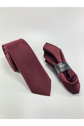 کراوات زرشکی مردانه میکروفیبر PİERRONİ - کد 58638871