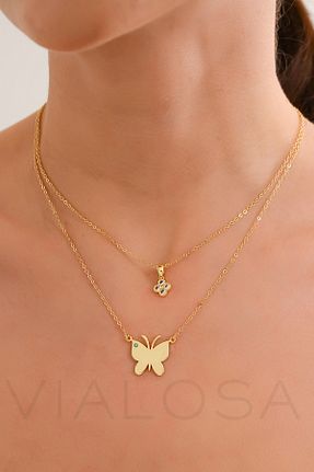 گردنبند استیل ( فولاد ) زرد زنانه استیل ضد زنگ VIALOSA - کد 871689315
