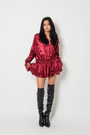 لباس زرشکی زنانه بافتنی Bak Moda - کد 870858724