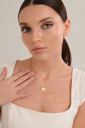 گردنبند استیل ( فولاد ) زرد زنانه استیل ضد زنگ VIALOSA - کد 871689315