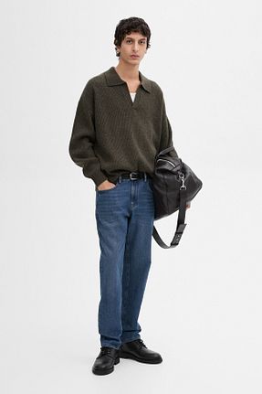 شلوار جین سرمه ای زنانه پنبه ای Massimo Dutti - کد 876878010