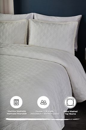 روتختی دونفره سفید پنبه ای Evlen Home Collection - کد 881407746
