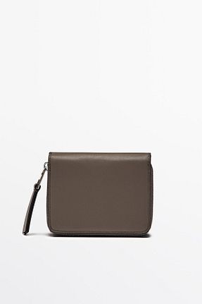 کیف دوشی طوسی زنانه چرم خالص Massimo Dutti - کد 881410391