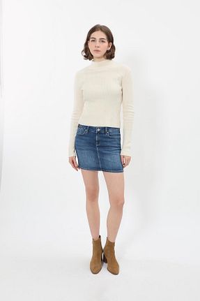 دامن آبی زنانه جین Bluewhite - کد 786688416