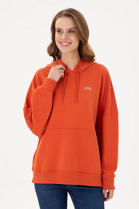 سوئیشرت نارنجی زنانه ساده U.S. Polo Assn. - کد 881434626