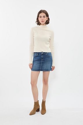 دامن آبی زنانه جین Bluewhite - کد 786688416