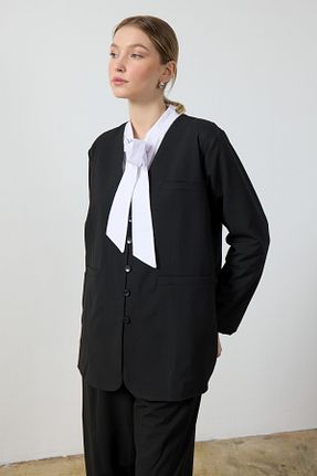 کت بلیزر مشکی زنانه پلی استر Birgül Bektaş - کد 881422227
