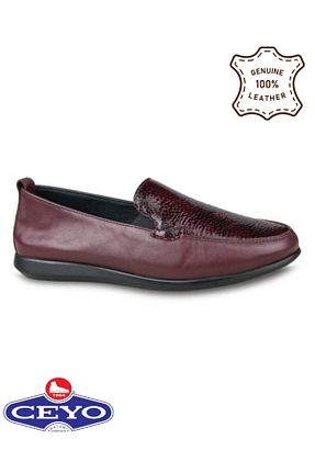 کفش کژوال زرشکی زنانه چرم خالص Ceyo - کد 881433351