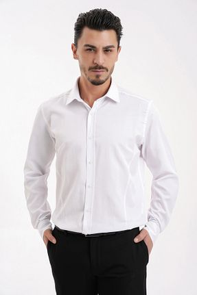 پیراهن سفید مردانه اسلیم فیت Yiğittekin - کد 881454521