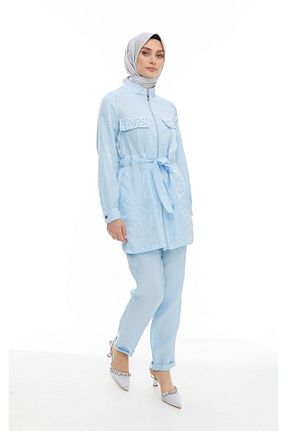 ست بالاتنه و پائین تنه حجاب آبی زنانه رگولار Setrms - کد 839542981