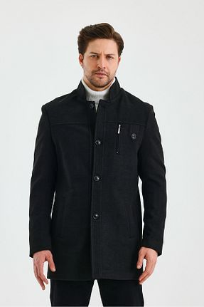 پالتو پشمی مشکی مردانه رگولار TREND KOMBİN - کد 877900120