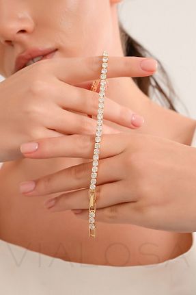 دستبند استیل (فولاد) طلائی زنانه استیل ضد زنگ VIALOSA - کد 847678577