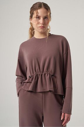 سوئیشرت قهوه ای زنانه ساده wellwe - کد 881526615