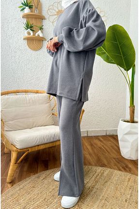 ست بالاتنه و پائین تنه طوسی زنانه بافتنی RFK Butik - کد 881439796