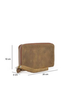 کیف پورتفوی و کلاچ قهوه ای زنانه چرم خالص Ziya - کد 881572626