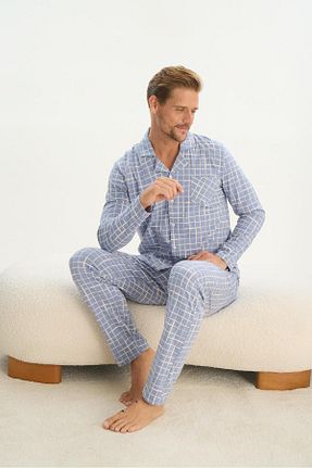 ست لباس راحتی آبی مردانه طرح دار Sevim - کد 881659690